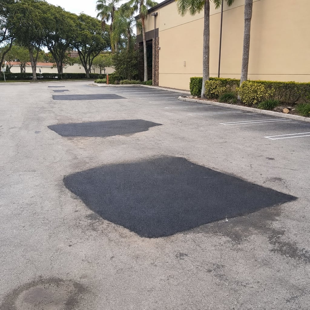 parking lot pothole repair project in Fayetteville