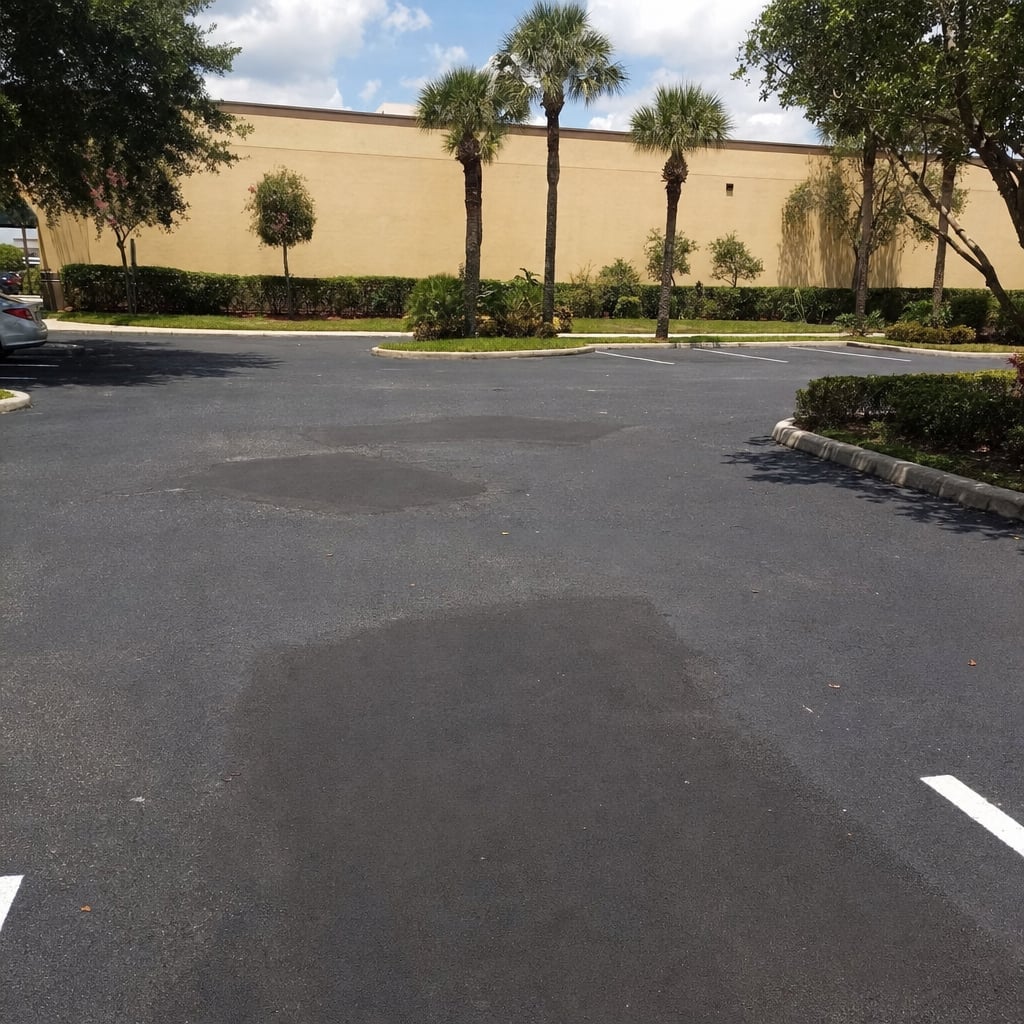 parking lot pothole repair project in Fayetteville