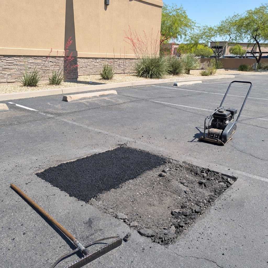 parking lot pothole repair project in Phoenix