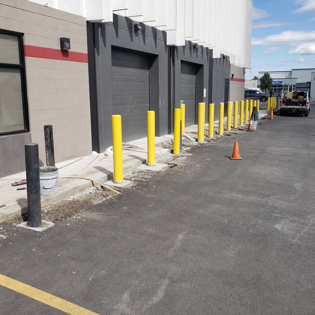 concrete bollard installation project in Clermont