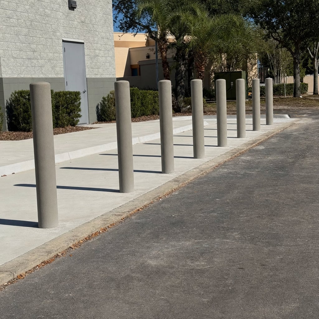 concrete bollard installation project in Fayetteville