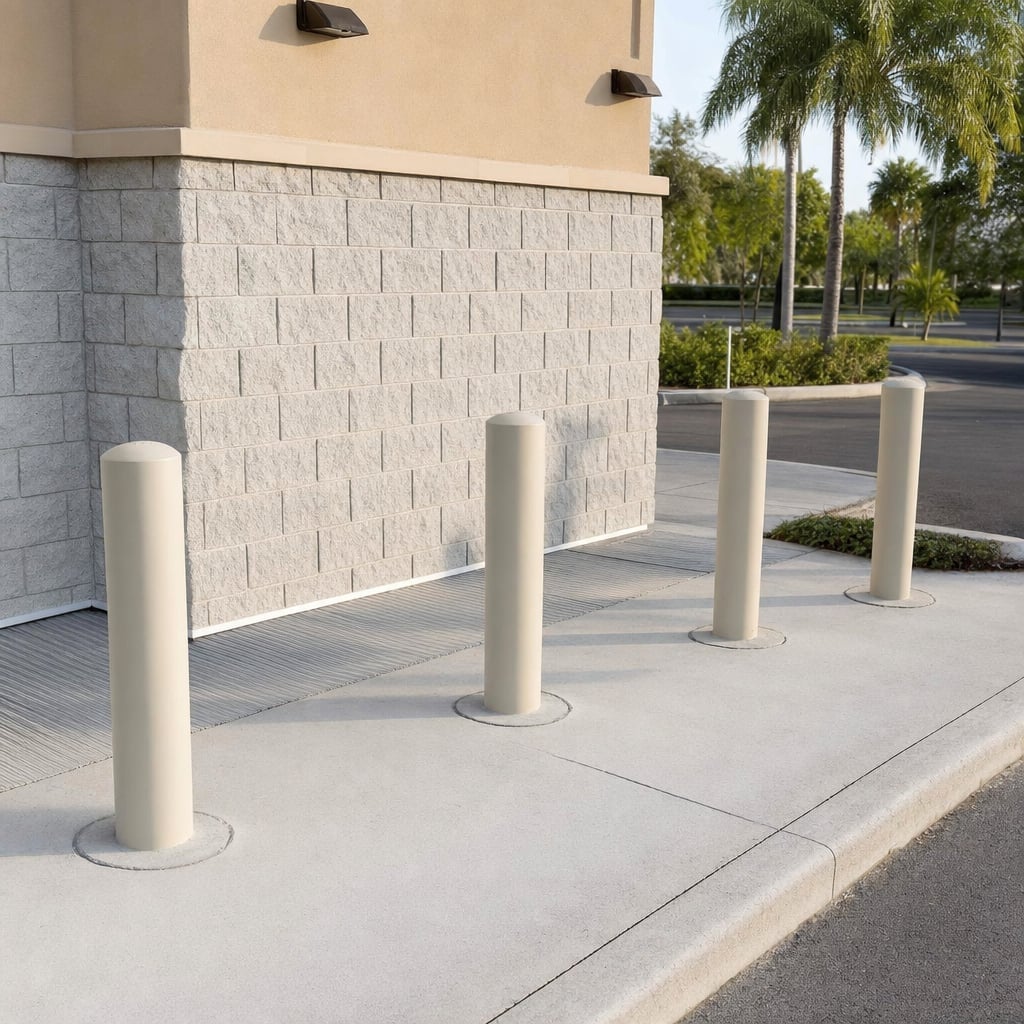 concrete bollard installation project in Fayetteville