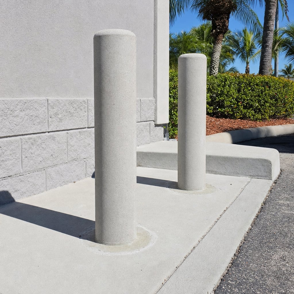 concrete bollard installation project in Fayetteville