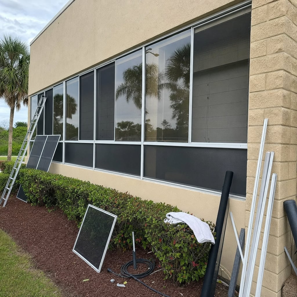commercial window screens project in Palm Coast
