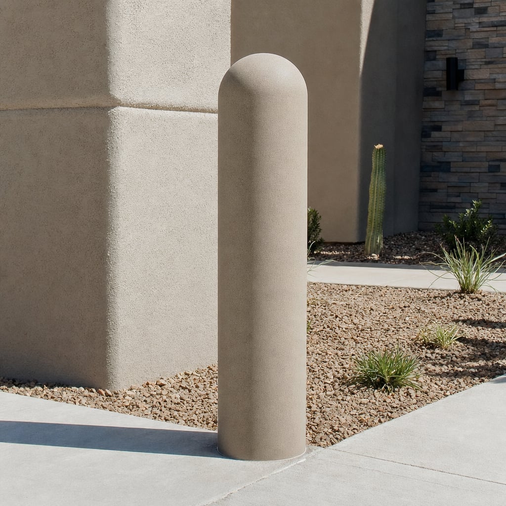 concrete bollard installation project in Bakersfield