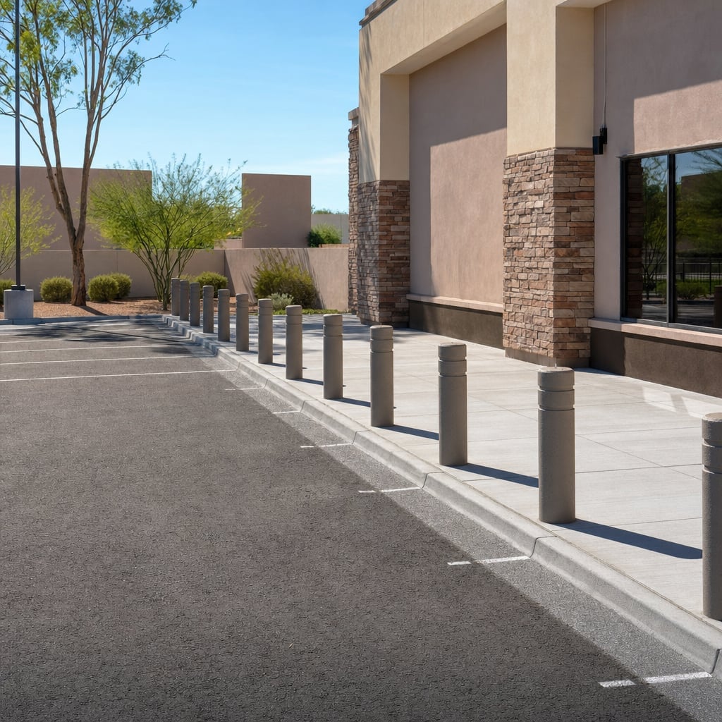 concrete bollard installation project in Fremont