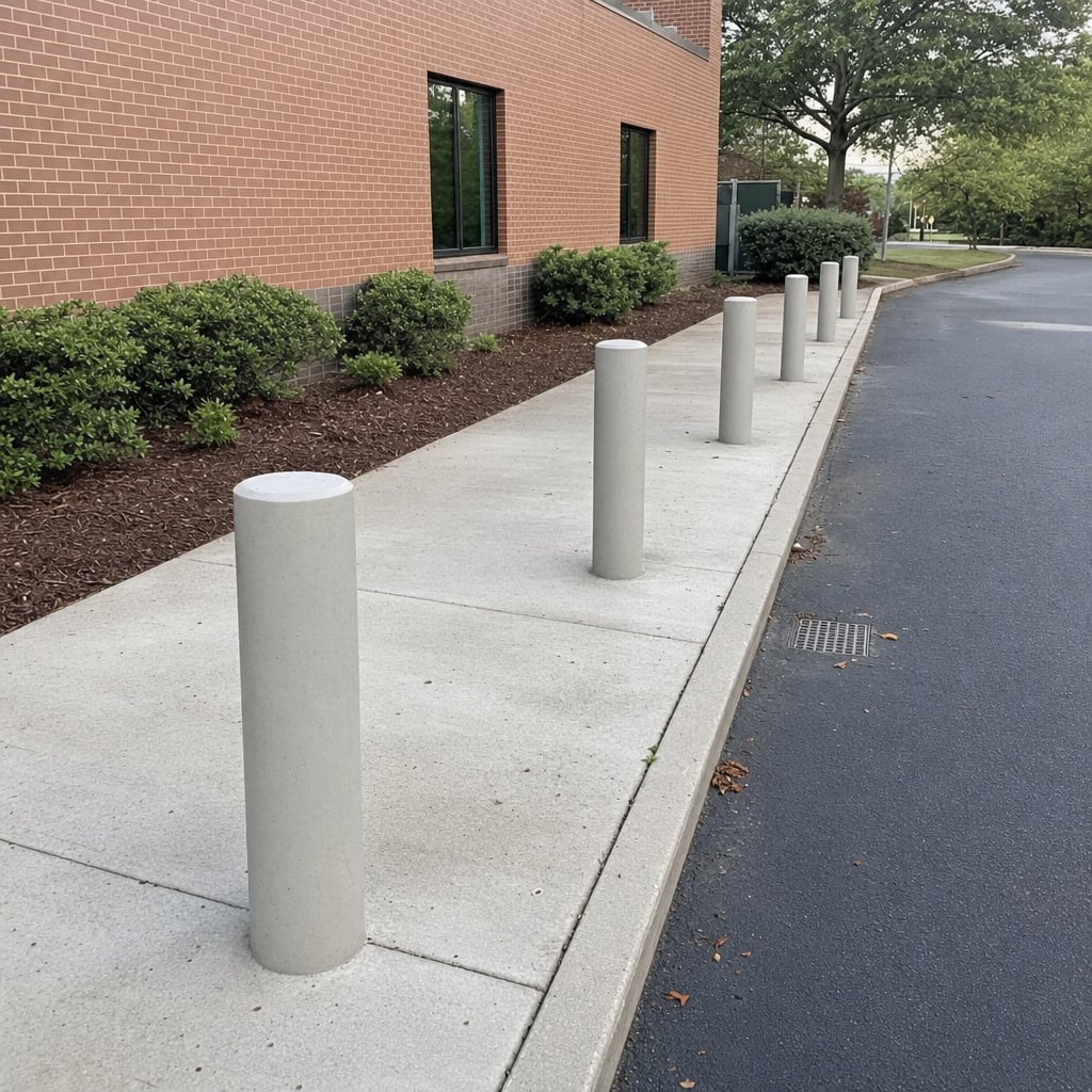 concrete bollard installation project in Washington