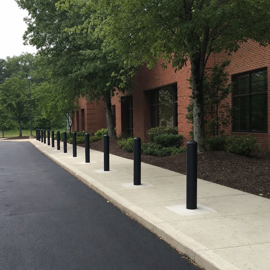 concrete bollard installation project in Washington