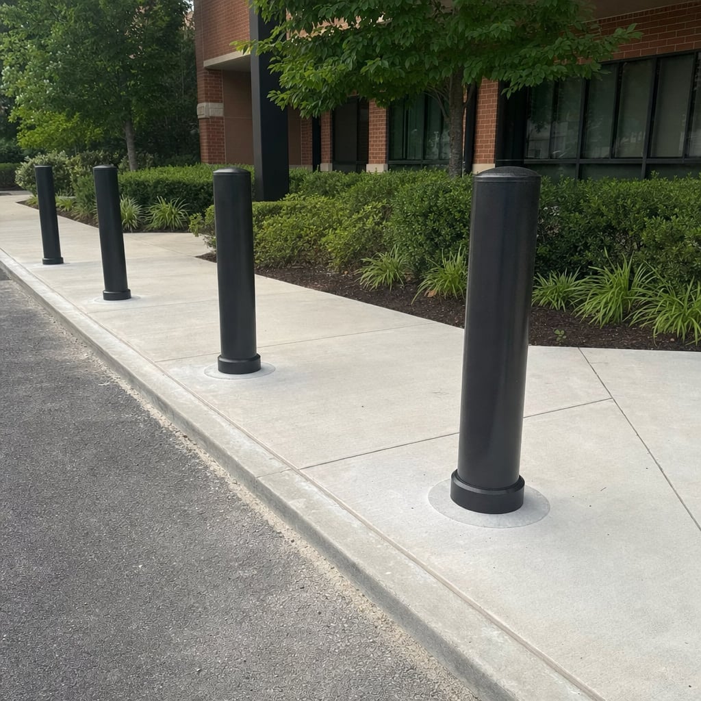 concrete bollard installation project in Washington