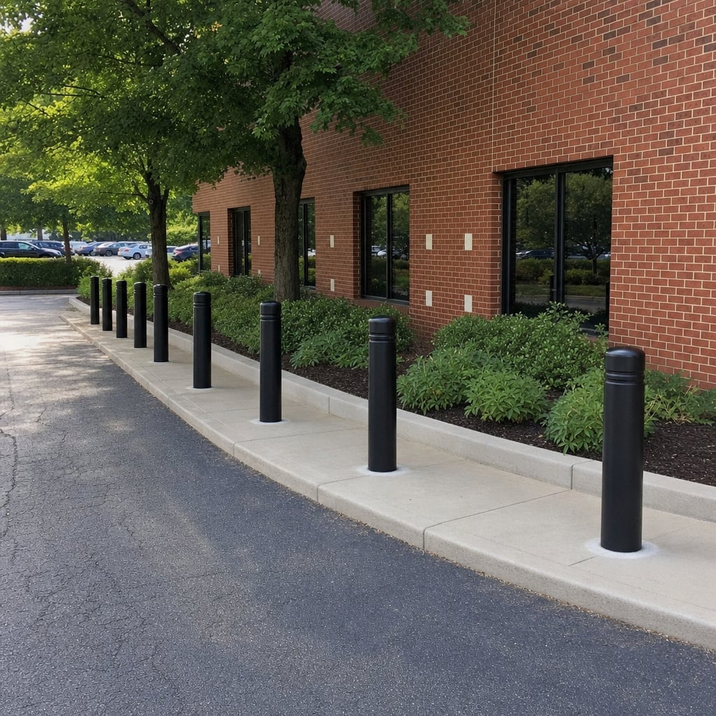 concrete bollard installation project in Washington