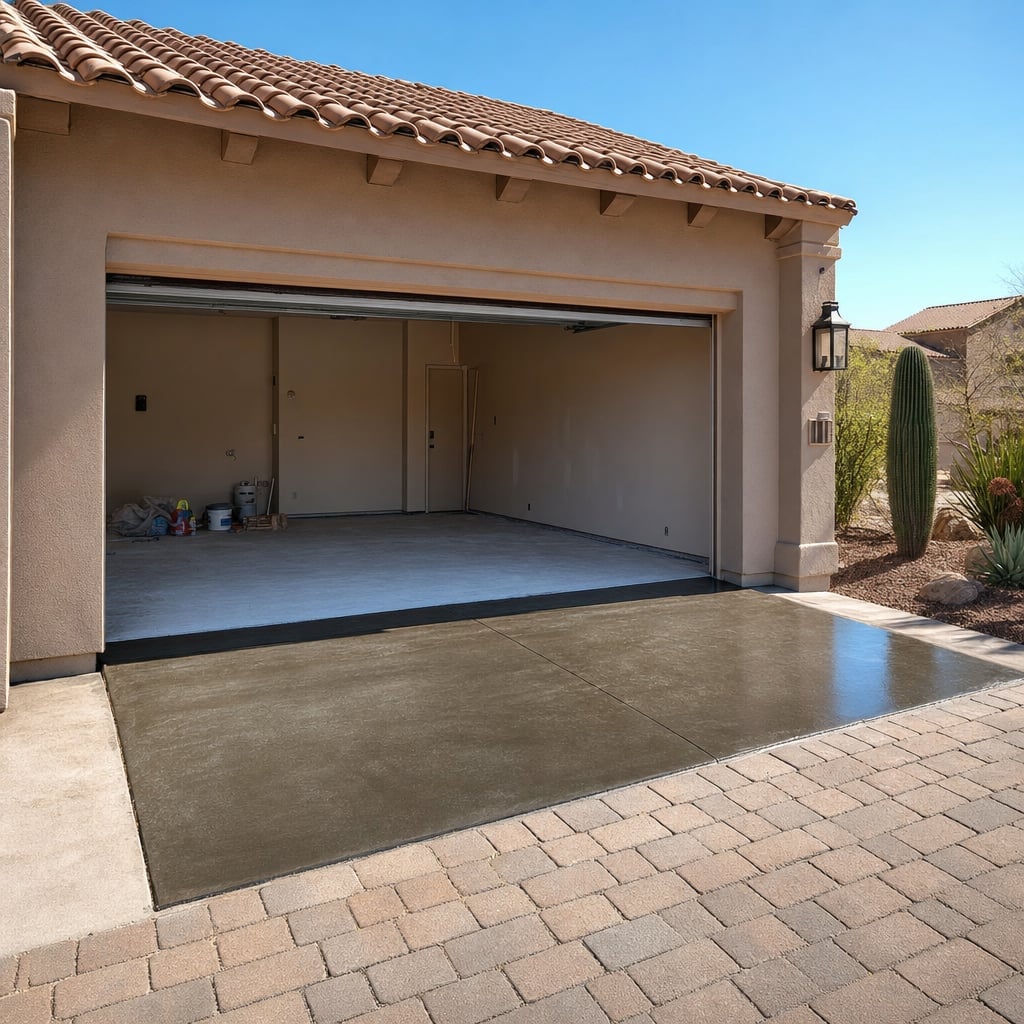 garage floor concrete project in Fremont