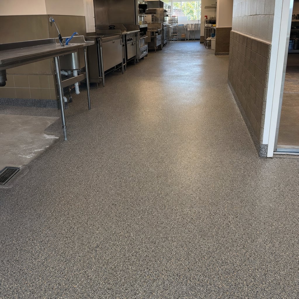 commercial kitchen epoxy flooring project in Ocala