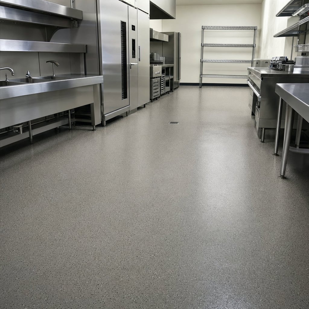 commercial kitchen epoxy flooring project in Sacramento