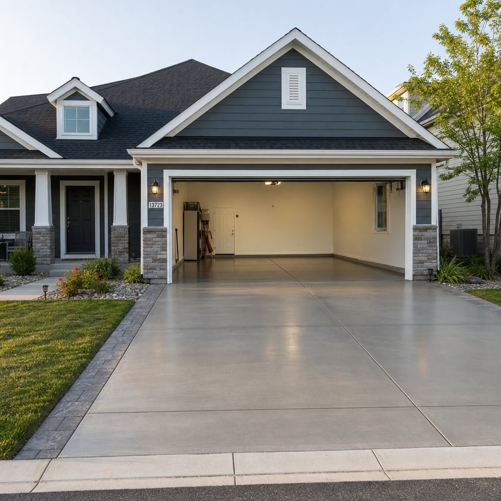 garage floor concrete project in Clermont