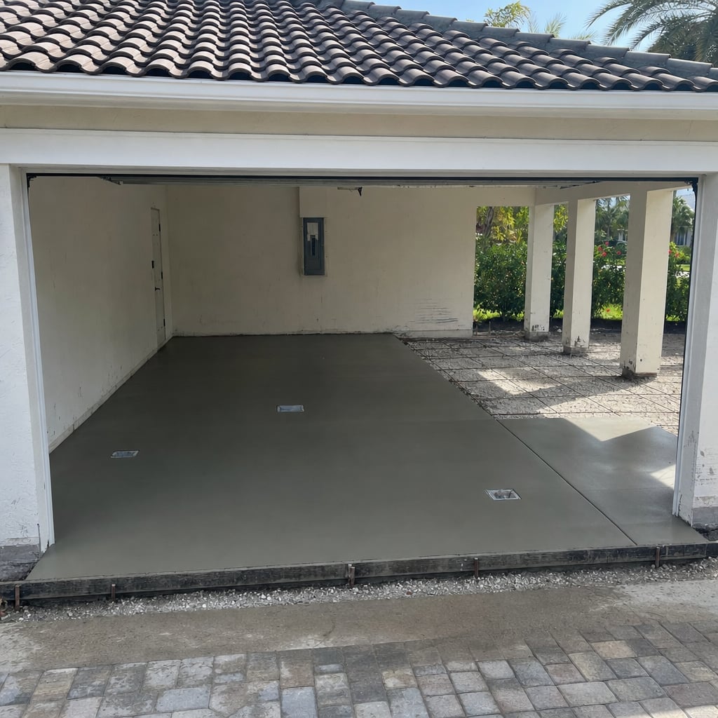 garage floor concrete project in Fayetteville