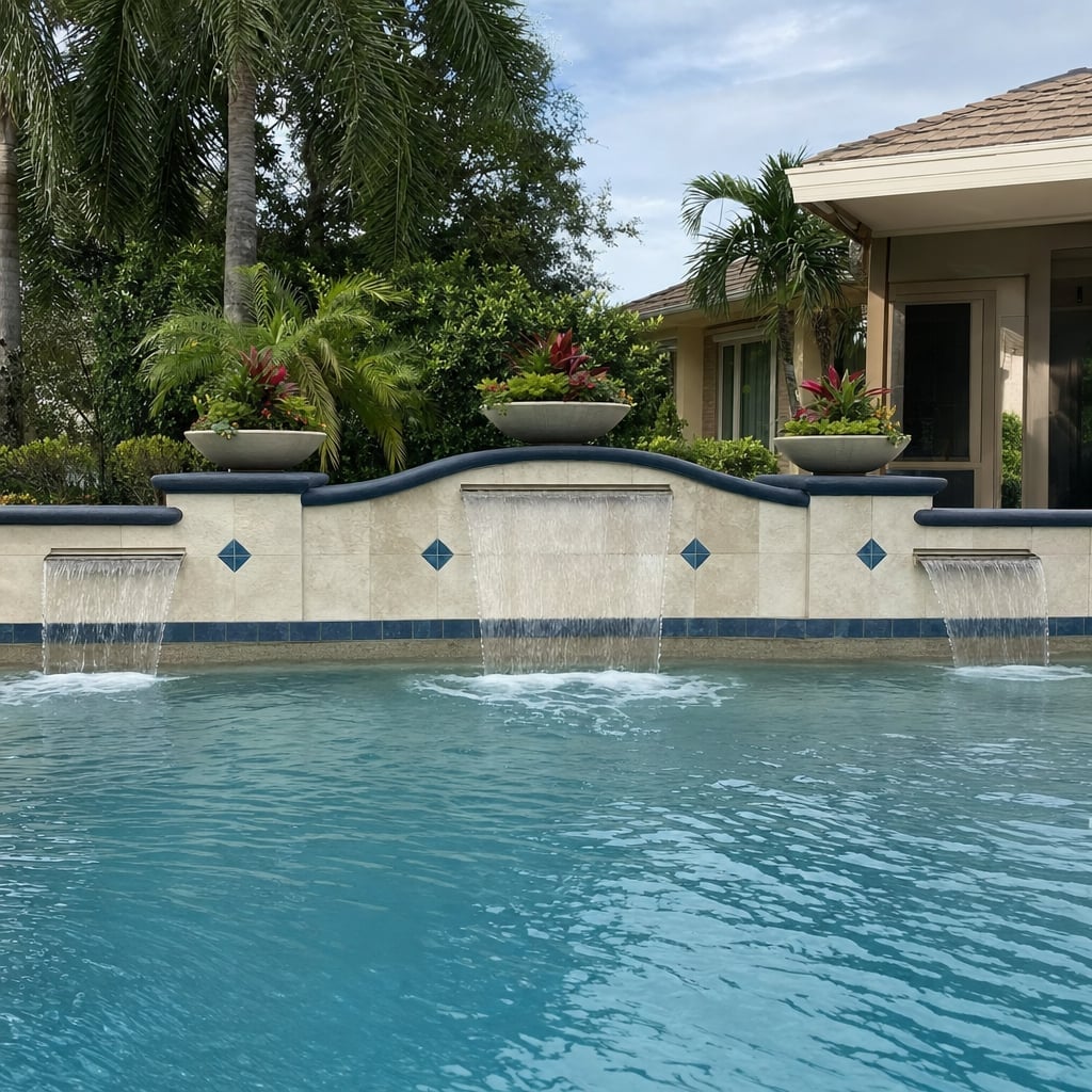 pool water features project in Port Orange