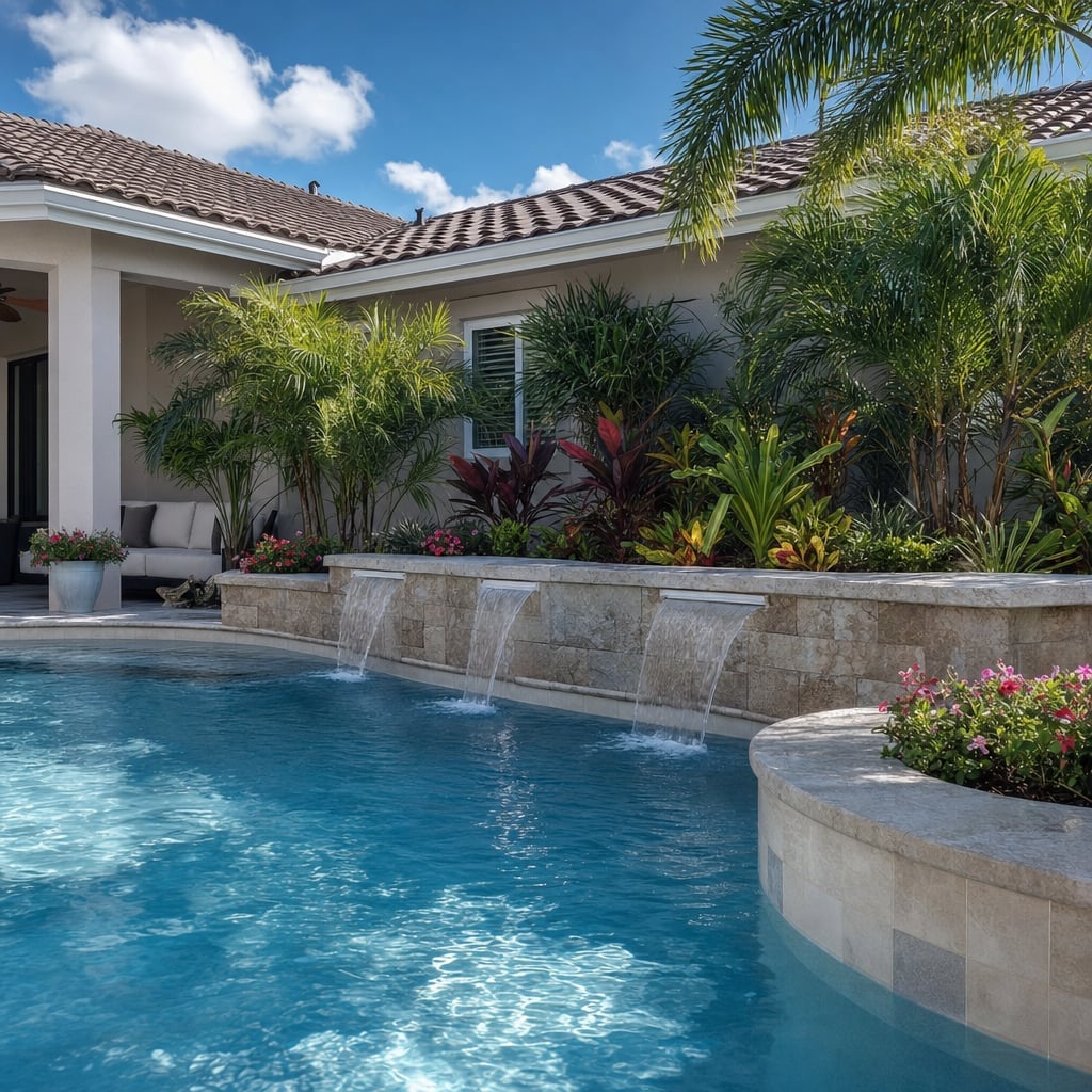 pool water features project in Port Orange