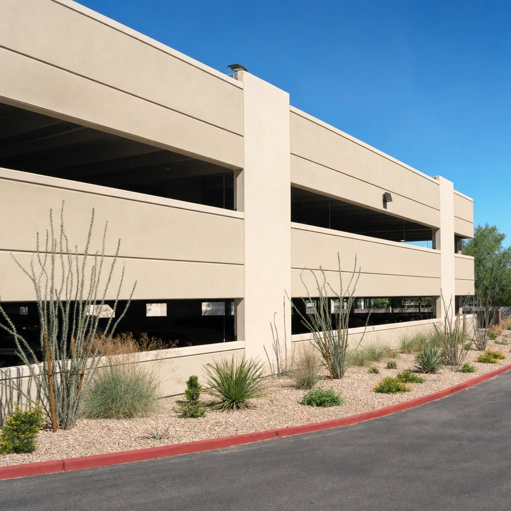 parking structure stucco project in Sacramento