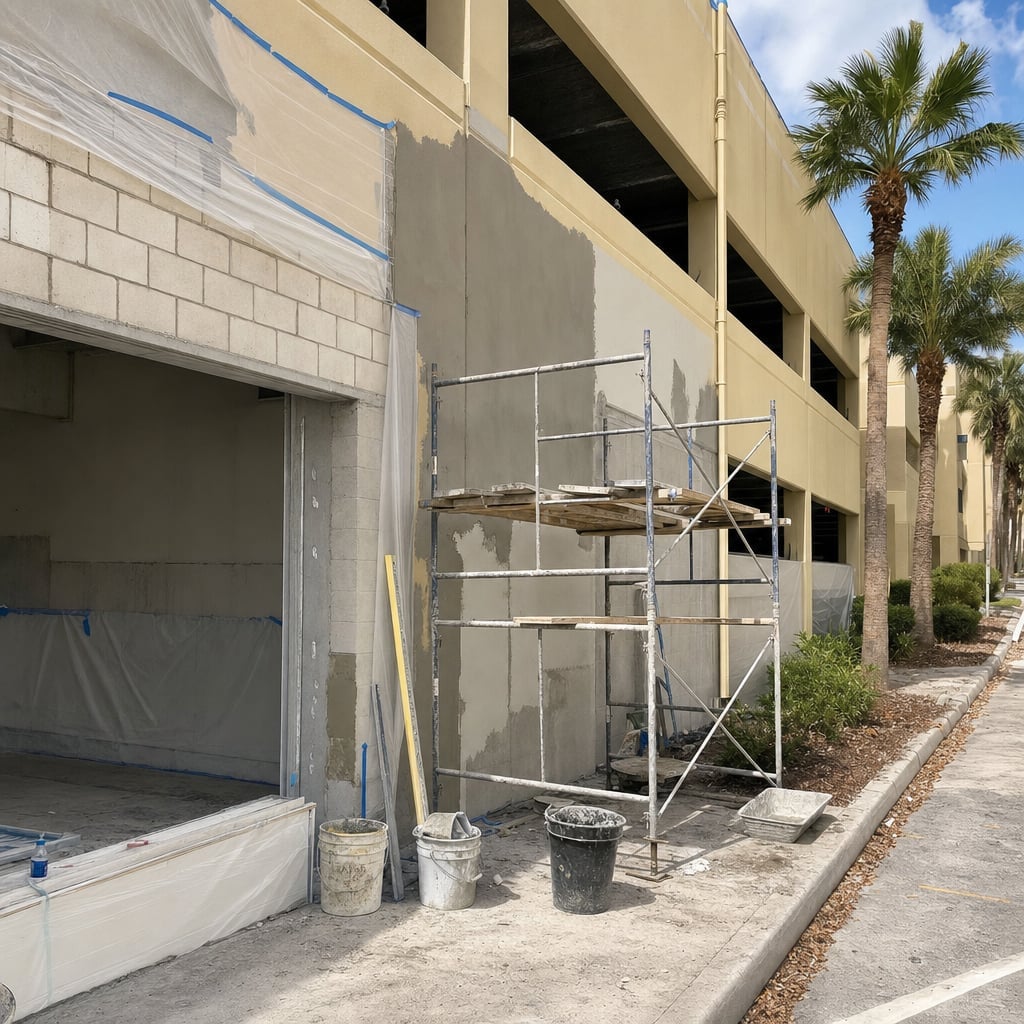 parking structure stucco project in Sarasota