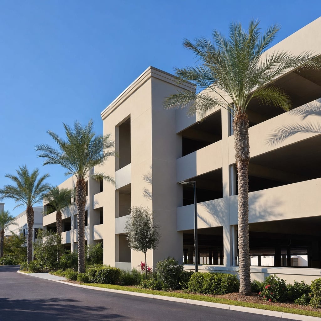 parking structure stucco project in St. Louis