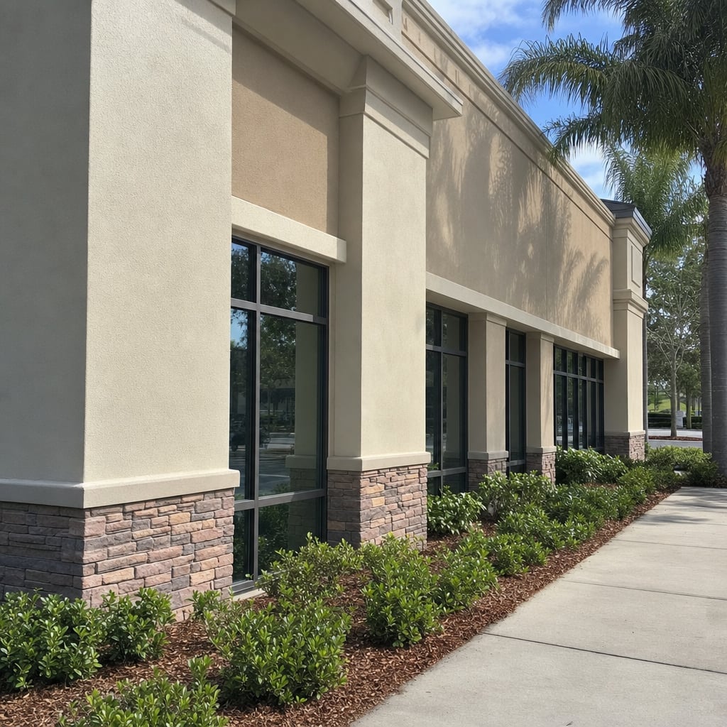 stucco facade restoration project in Charlotte