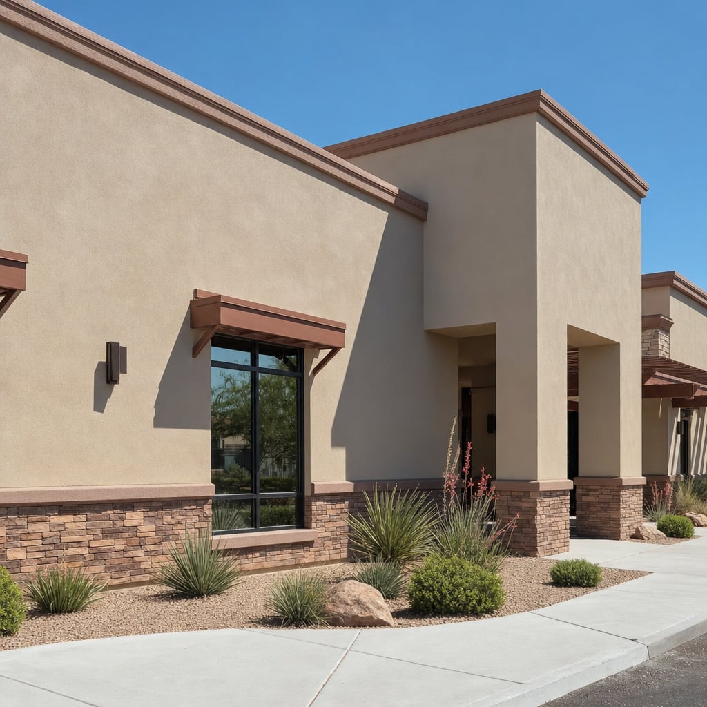 stucco facade restoration project in Sacramento