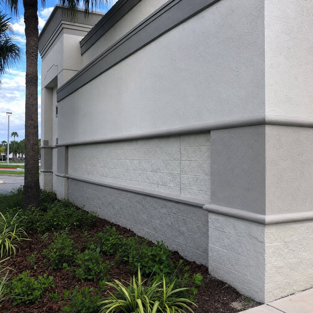stucco facade restoration project in Sarasota