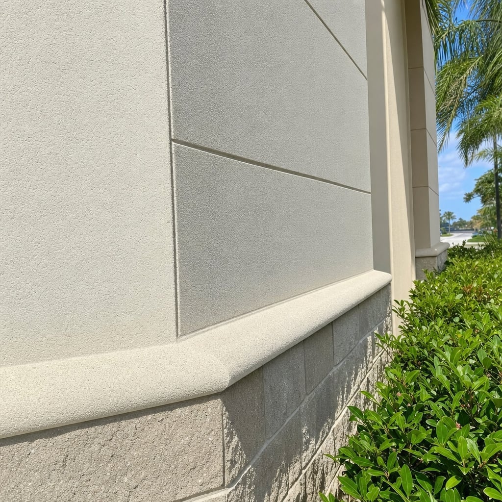 stucco facade restoration project in St. Petersburg