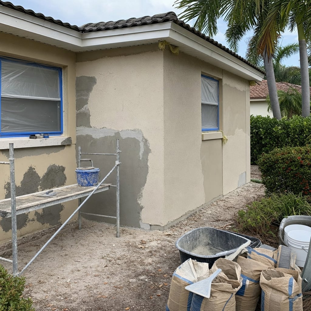 stucco patching project in Fort Myers